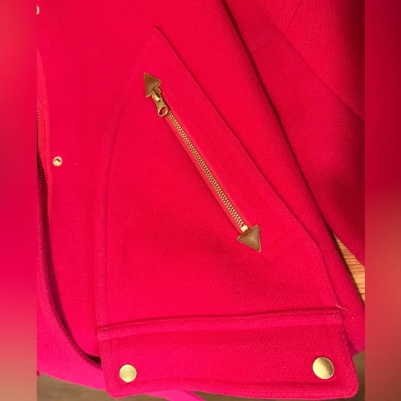 J. Crew Chateau Parka Pink Coat Stadium Cloth Wool Removable Faux Fur Collar - Picture 6 of 6